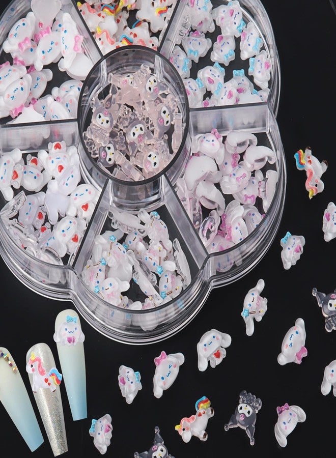 CDBOVID 140 Pcs Nail Charms,7 Styles Kawaii 3D Flatback Cartoon White Series Charms for Nail Acrylic Slime Resin Charm for Cute DIY Nail Art Decorations Supplies,Hair Clips and Phone Cases Etc - Image 4